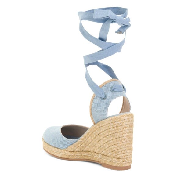 STUART WEITZMAN Cornflower Made In Spain Marguerita Espadrille Wedge Sandals - Picture 2 of 2